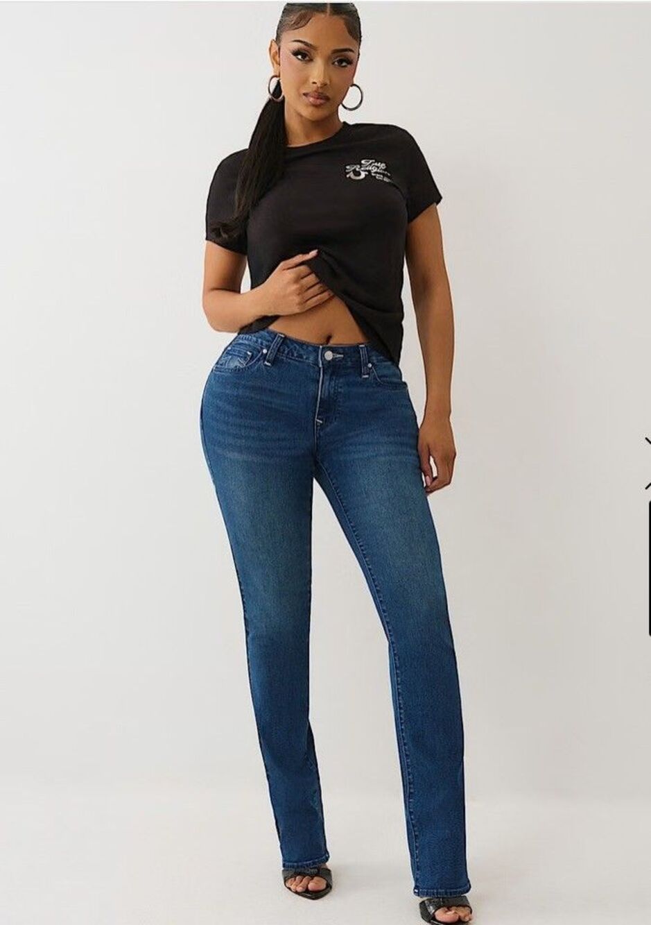 True Religion Women's Jeans Billie Mid Rise Straight Medium Wash Size 25 Stretch - Picture 4 of 6